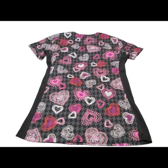 Health Pro Womens Hearts Uniform Medical Scrub Top Nurse Work Wear Size XS - Picture 2 of 9